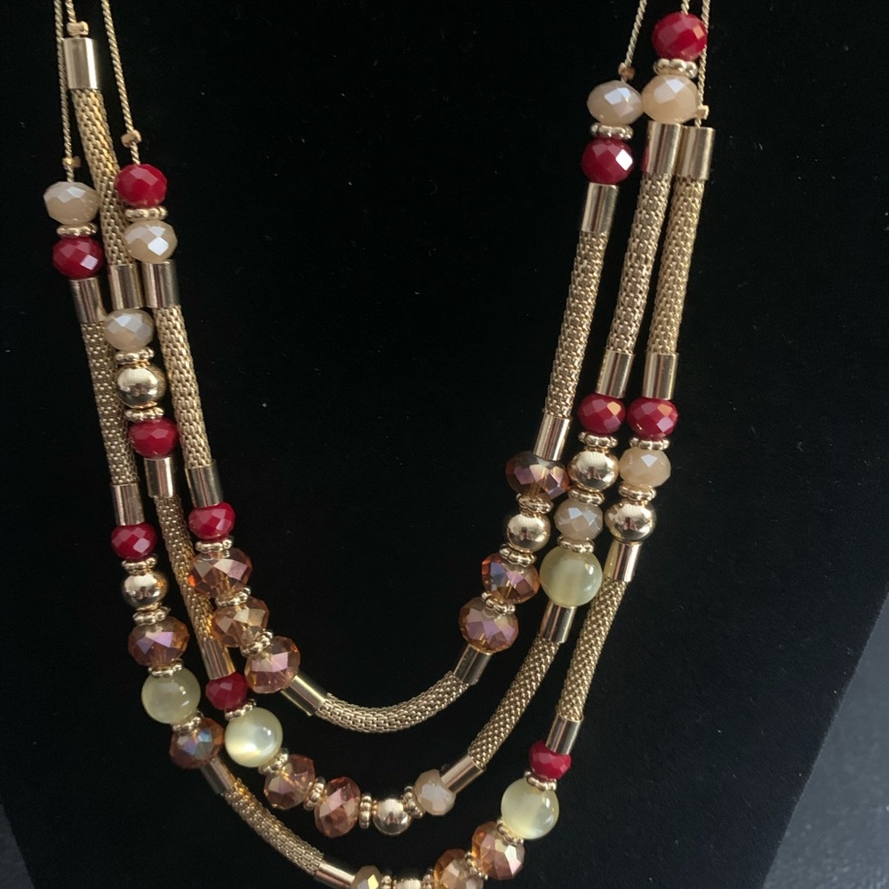 New Macy’s Gold Chain Necklace w/New Neeley Gold Stone Earrings.